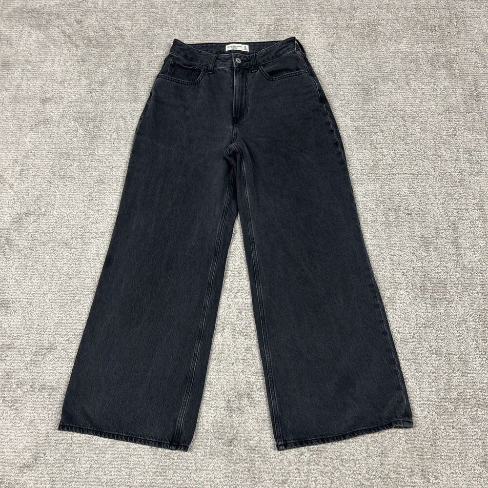 Abercrombie | High Rise Wide Leg Curve Love Jeans | Black | 25 SHORT